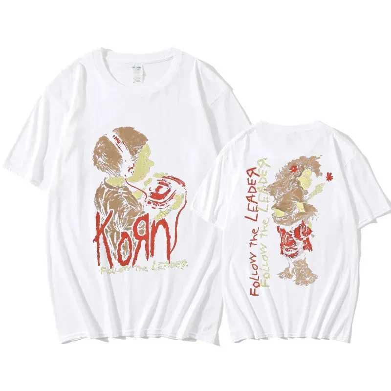 Korn Follow The Leader portable T-shirt mens metal gothic rock band T-shirt unisex clothing retro oversized T-shirtXJ250328