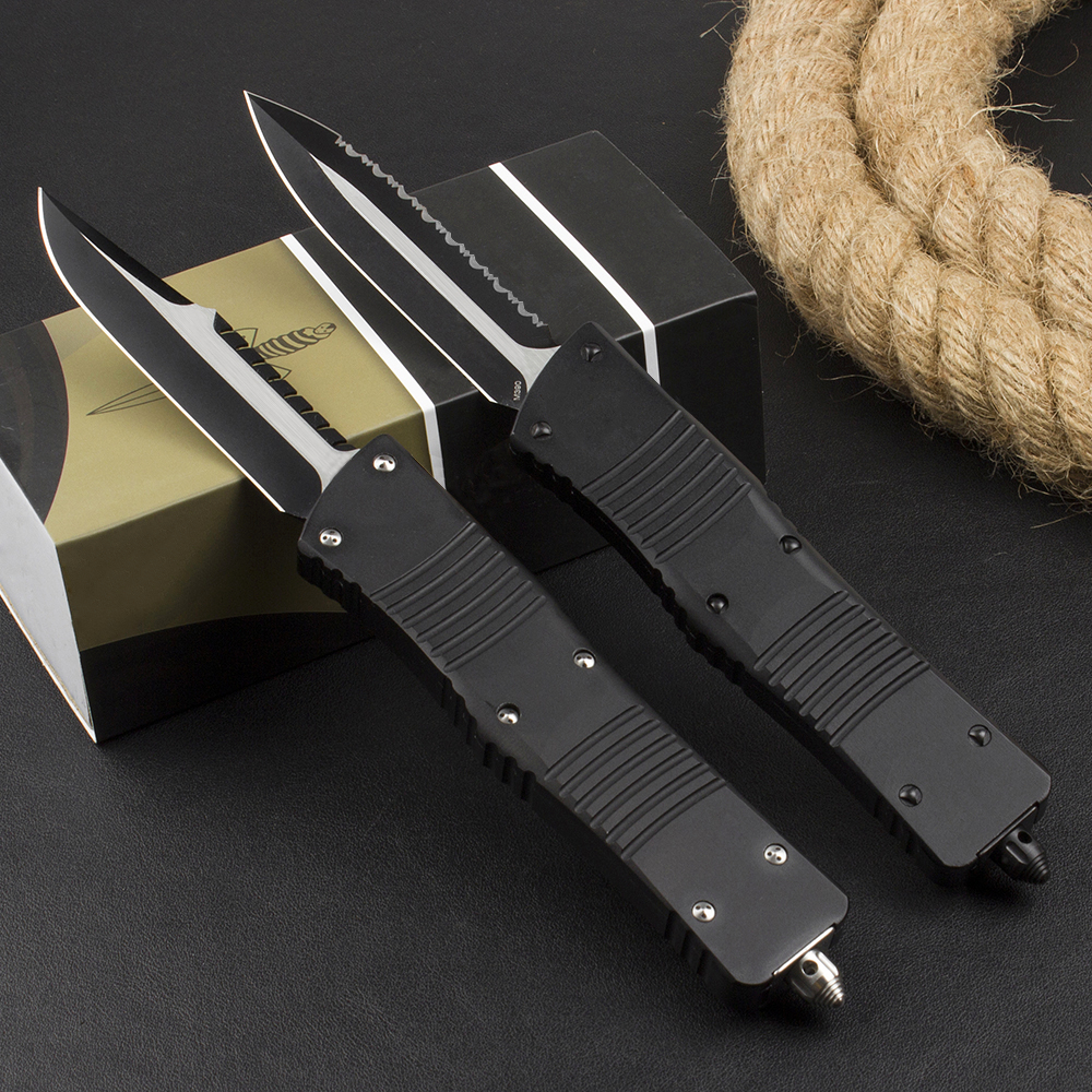 A121 High End Tactical Knife D2 Titanium Coating Blade Aviation Aluminum Handle Outdoor Camping Hiking Survival Pocket Knives with Nylon Bag