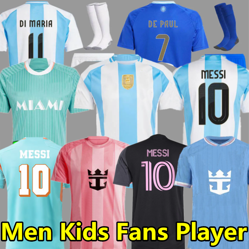 25 26 soccer Jerseys MARADONA DI MARIA J. ALVAREZ Home Away Men Kids football shirt MESSIS SUAREZ Jersey