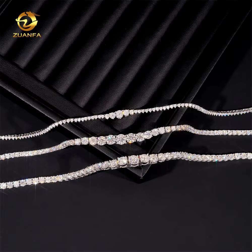Women Jewelry Sier Classic 2Mm 3Mm 4Mm Necklace Gradual VVS Moissanite Tennis Chain