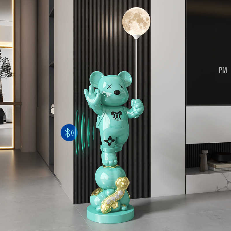 Voice Activated Lamps Violent Bear Speaker Floor Decoration for Living Room Sofa TV Cabinet Office Decor - L250327 w250428