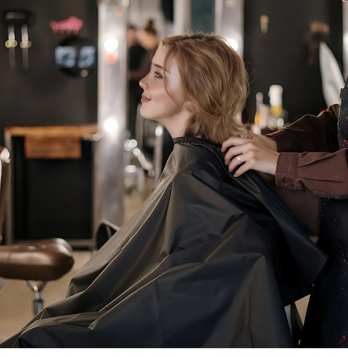 Black Salon Barber for Men Women Cutting Hairdressing Cape Cut Apron Hair Shampoo Dye Tools Accessories