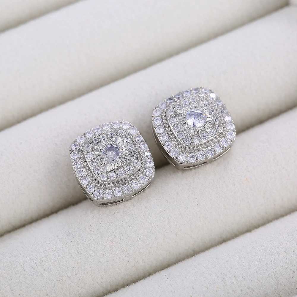 Huitan Brilliant Cubic Zirconia Stud Earrings suitable for Princ Square she is a fashionable gift womens earrings classic jewelryXJ250327