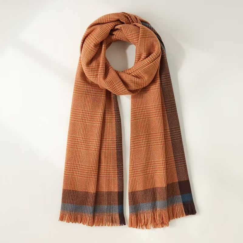 T371 Korean version of the new scarf sweet shawl long scarf warm autumn and winter cashmere tassel plaid scarf