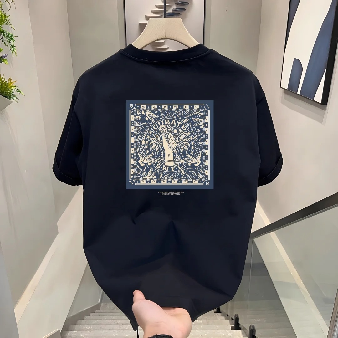High-quality cotton men's hot short sleeve T-shirt 2025 summer new casual crewneck T-shirt sports shirt fashion everything