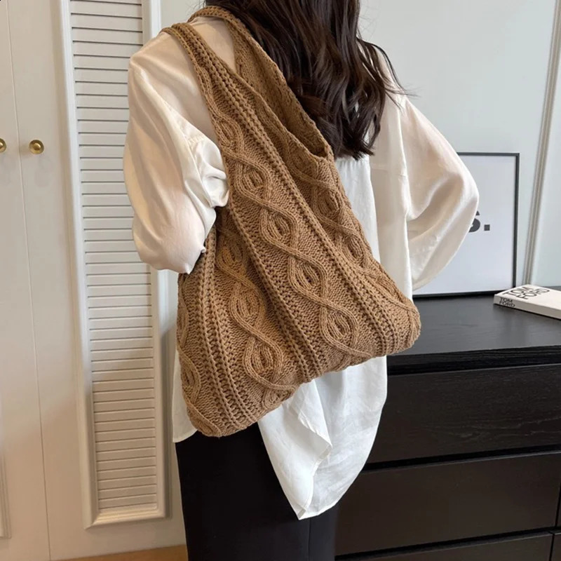 New Free Shipping Designer Bag Wool Knit Shoulder Shopping For Women Vintage Cotton Cloth Girls Tote Shopper Large Female Handbag Bag