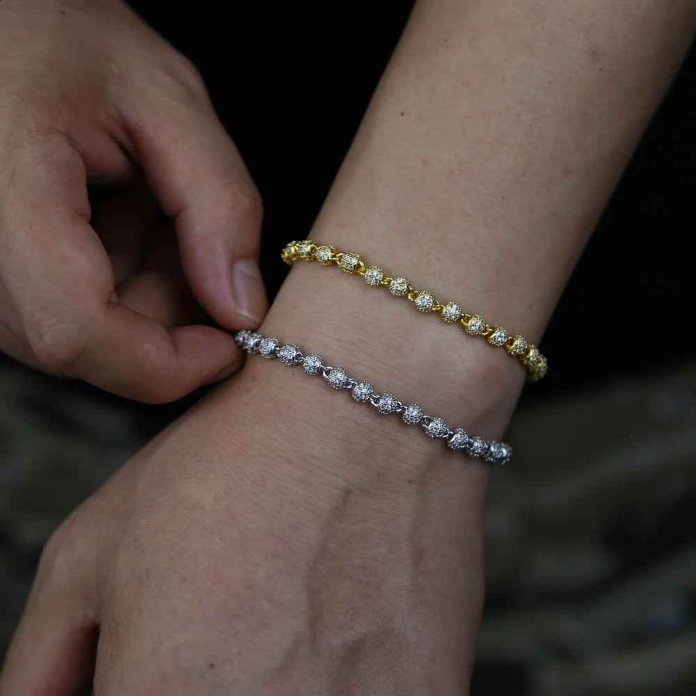 Wholesale Ice Out Shining Hip Hop Rock Mens Jewelry Micro Pave CZ Ball Bead Bracelet 250326