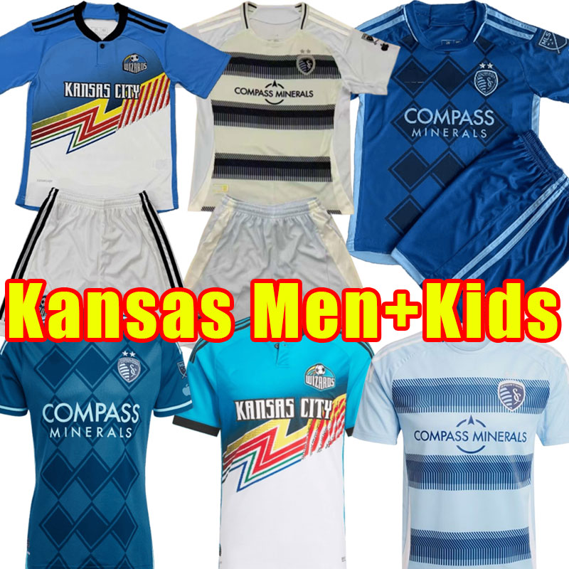 24 25 Sporting KC Soccer Jerseys AGADA 2024 2025 City Football Shirts PULIDO THOMMY AFRIFA RUSSELL SALLOI ROSERO Men Uniforms Kids Kits Socks Full Sets
