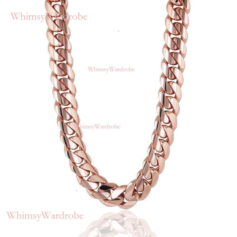 necklace moissanite chain Wholesale Stainless Steel Mens k Necklace 14k Rose Gold Thick Miami Cuban Chain