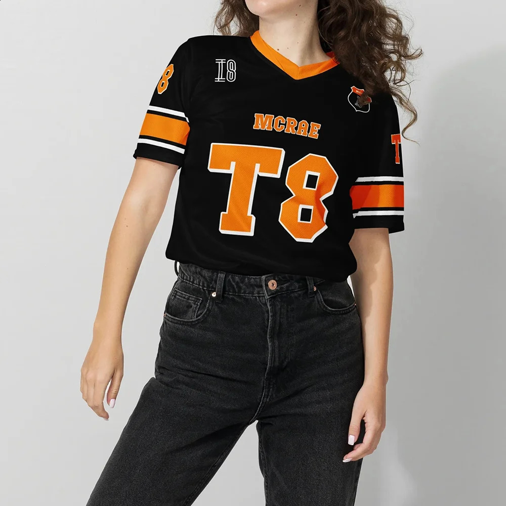 Tate McRae Jersey SpringSummer Mens and Womens Sportswear T8 Football Shirt Vneck Tshirt y2k Clothing 250327