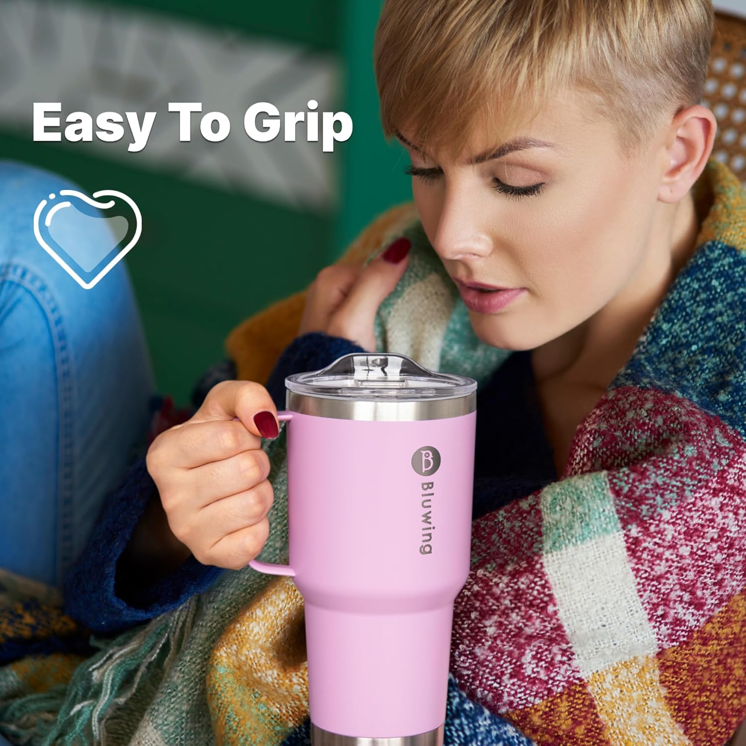 30 oz Insulated Tumbler Cups with Handle and Straw-Stainless Steel Travel Coffee Mug Tumbler