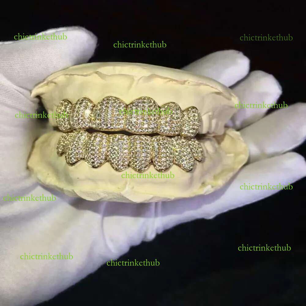 Custom Made Personalized Vvs/vvs1 Moissanite Dia Mens Sterg Sier Hip Hop 14k White Gold Iced Out Grillz