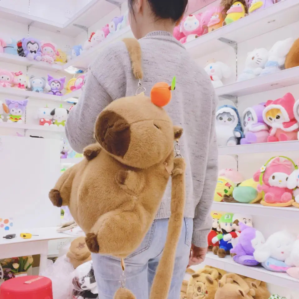 Kawaii Fashion Plushie Doll Capybara Plush Backpack Handbag Childrens Bag Shoulder Bag Mini Knapsack Bags Gifts For Girlfriend 250328