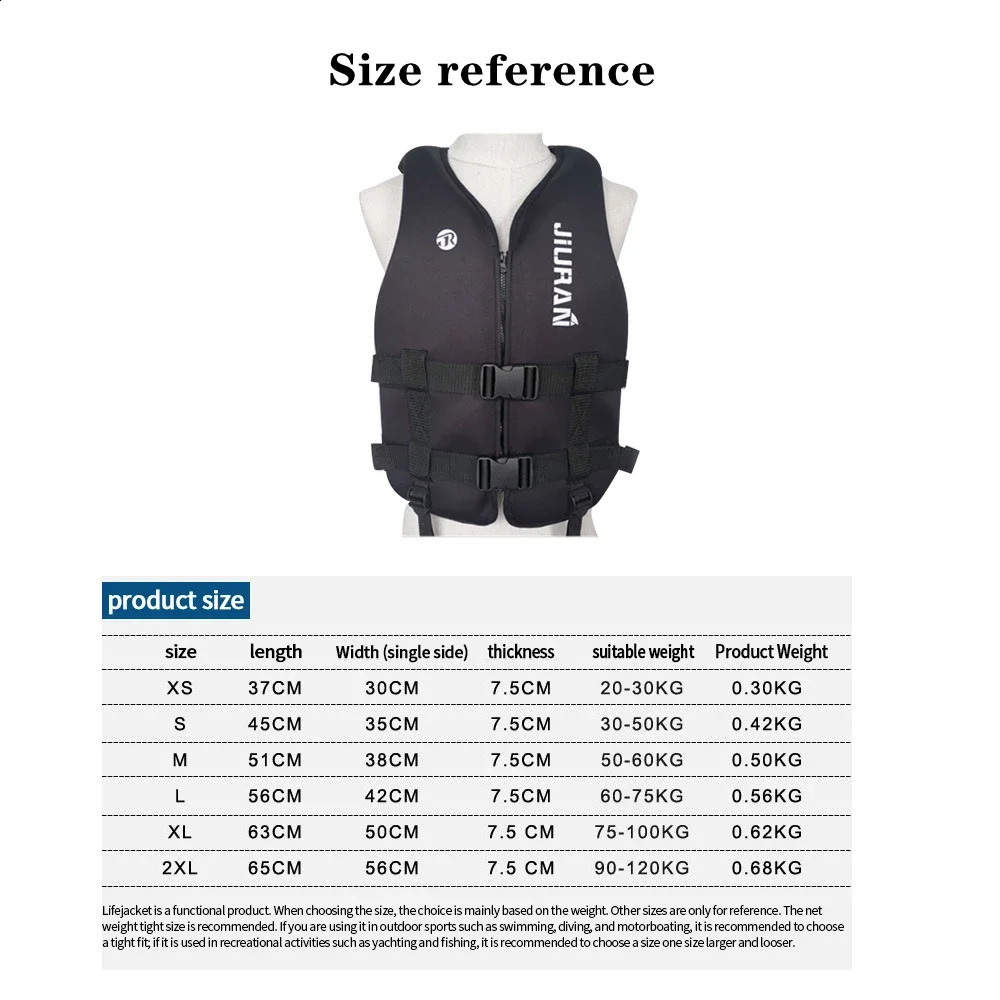 Neoprene Life Jacket Adult Kids Life Vest Water Safety Fishing Vest Kayaking Boating Swimming Surfing Drifting Safety Life Vest 250328