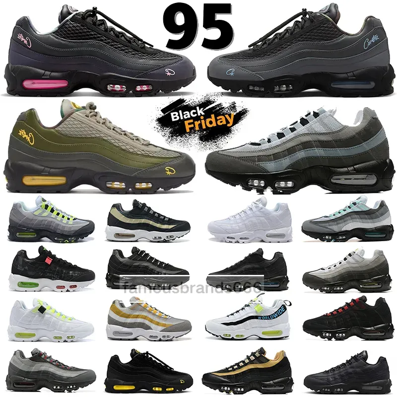 Designer 95 Running Shoes Mens Trainers 95s Black White Triple Bred Stadium Green Prep School Neon Volt Purple Tones Mystic Red Men Women Outdoor Sneakers Runners