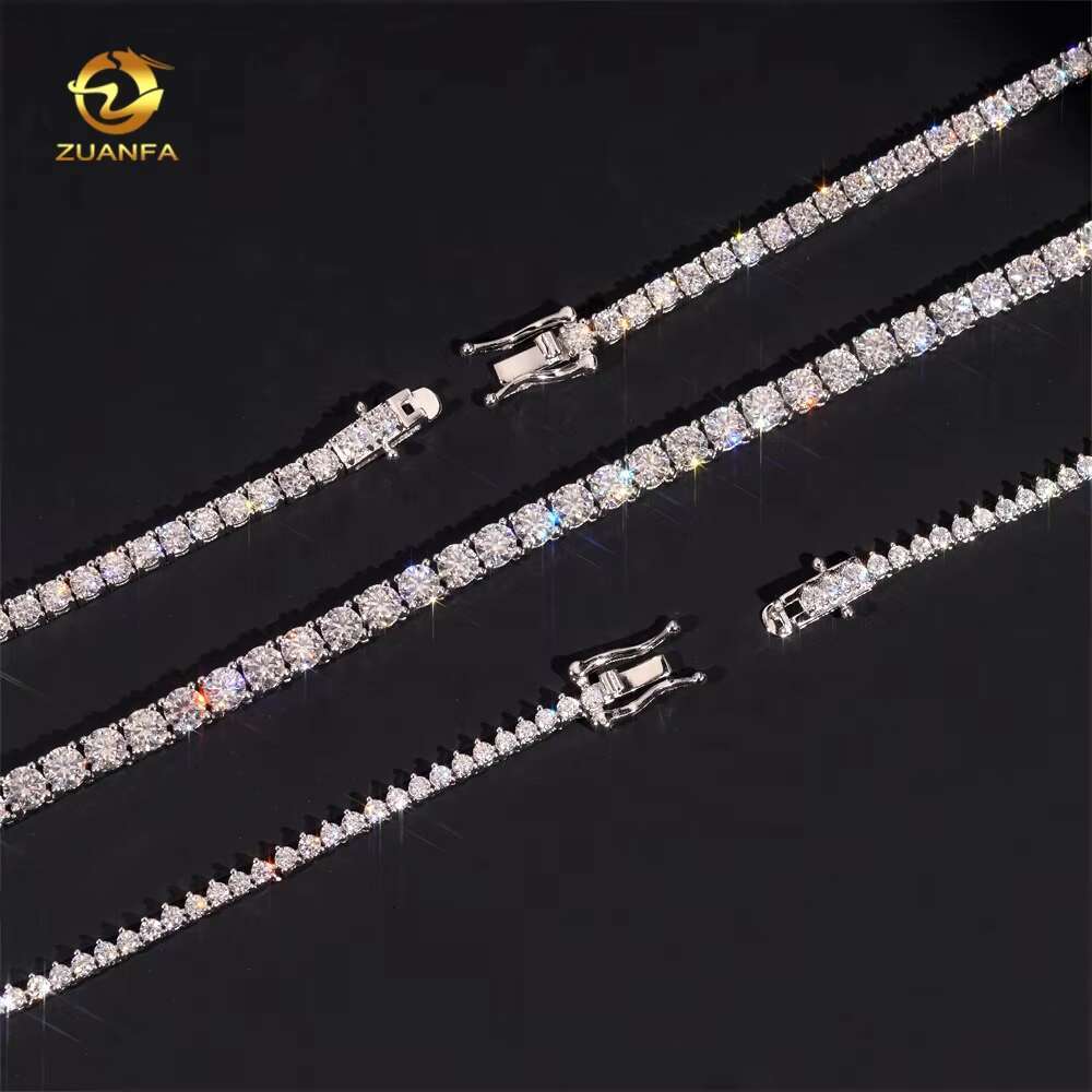 Women Jewelry Sier Classic 2Mm 3Mm 4Mm Necklace Gradual VVS Moissanite Tennis Chain
