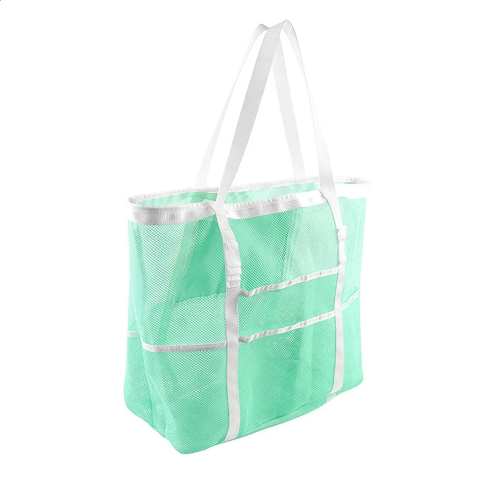 1 oversized mesh beach bag breathable mesh tote bag with zipper and side pockets portable large capacity precision processed organizer bag 250326