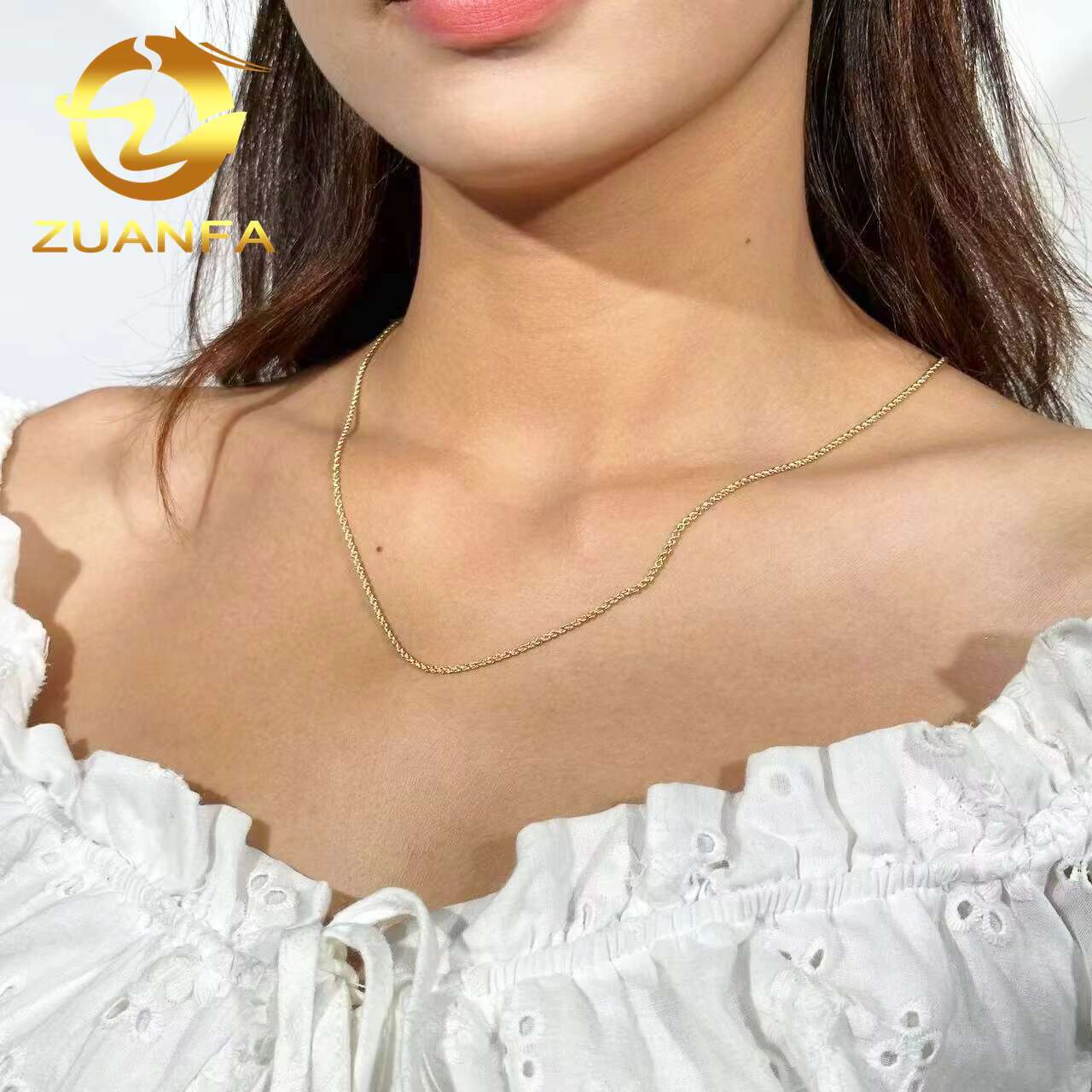 Trendy AU750 18k Solid Real Gold 1.6mm 1.8mm 2.5mm Rope Chain Necklace Link Chain Fashion Jewelry Pure Yellow Gold Rope Chain