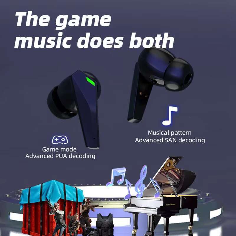 New P50 Tws Gaming Earphones BT V5.3 Cool Breathing Light Dual Mode HiFi Bass Music Headsets In-ear Wireless Earbuds