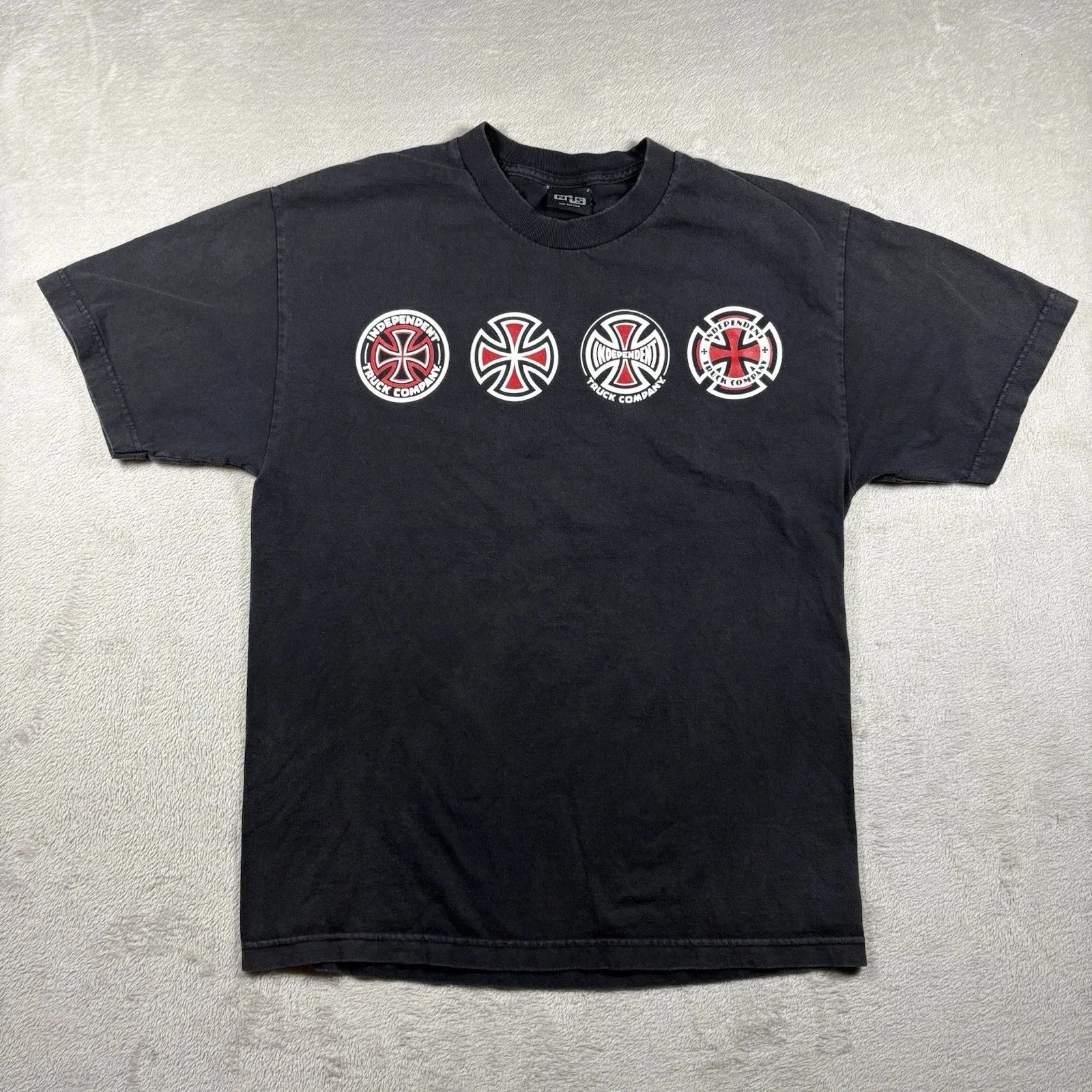 High Quality American Summer Short Sleeve Men VTG NHS Independent Truck T Shirt Men Medium Y2K Skate Grunge Distress READ 250328