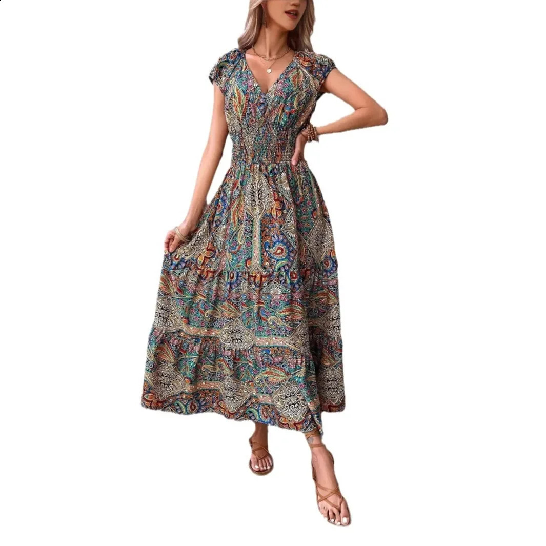 Bohemian Style Maxi Dress Womens Clothing Cross-Border Large Swing Dress Liquidation Sale Negotiable Bulk Pricing 250328