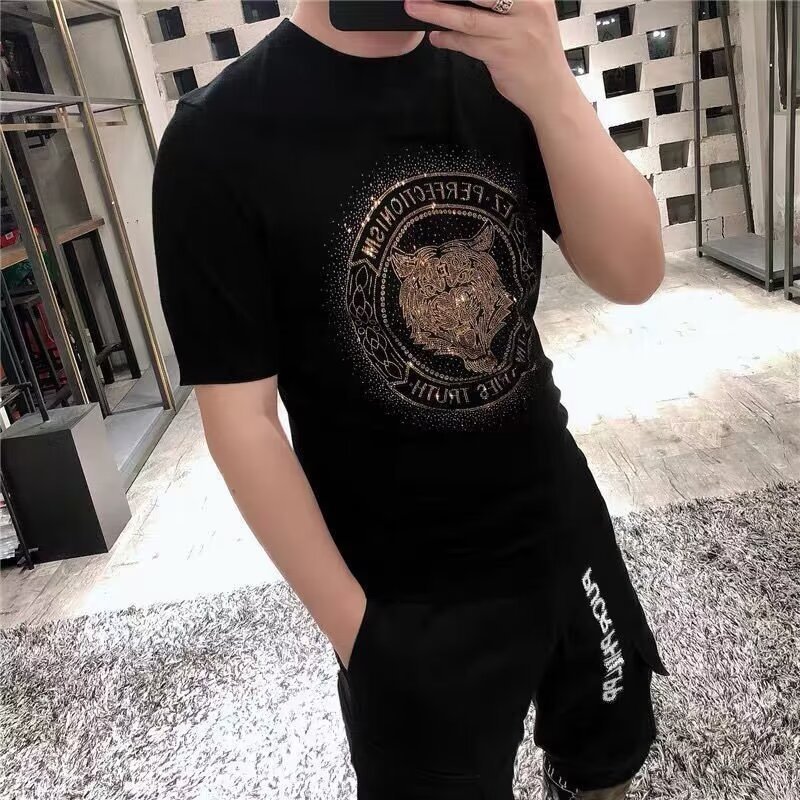 Summer Casual Short-Sleeved Office Fashion Threaded collarr T-Shirt Breathable Mens Clothing
