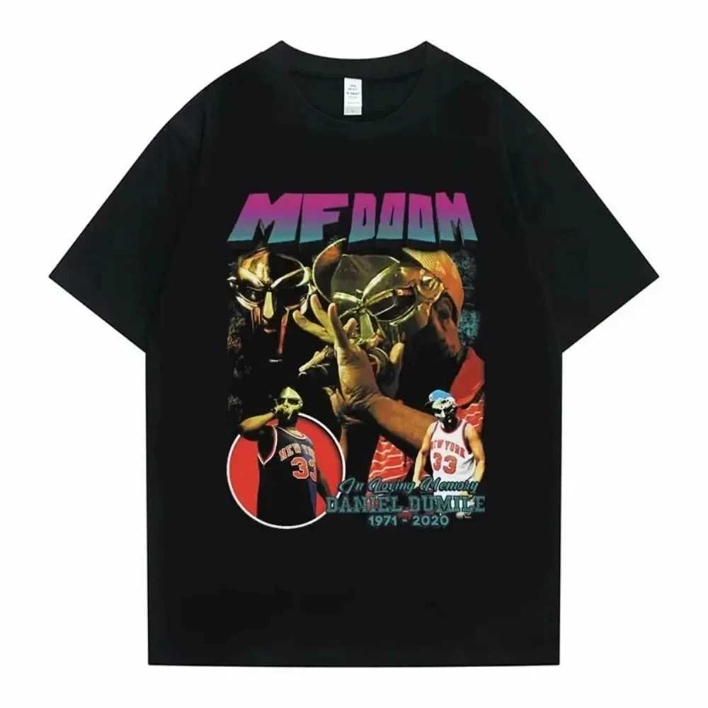 Singer Mf Doom Madlib Madvilla Double sided Graphic T-shirt Top Mens Loose Hip Hop T-shirt Womens Wool Cotton T-shirtXJ250328