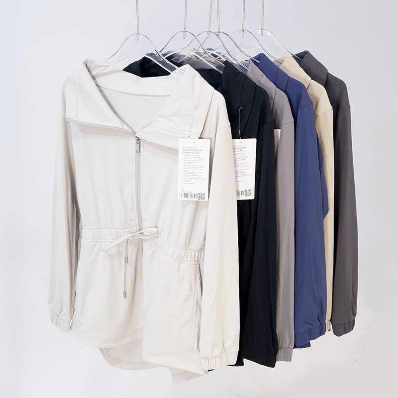 Yoga Clothing Spring Autumn Style High Neck Women Sports With Loose Collar And Waist Cinching Jacket