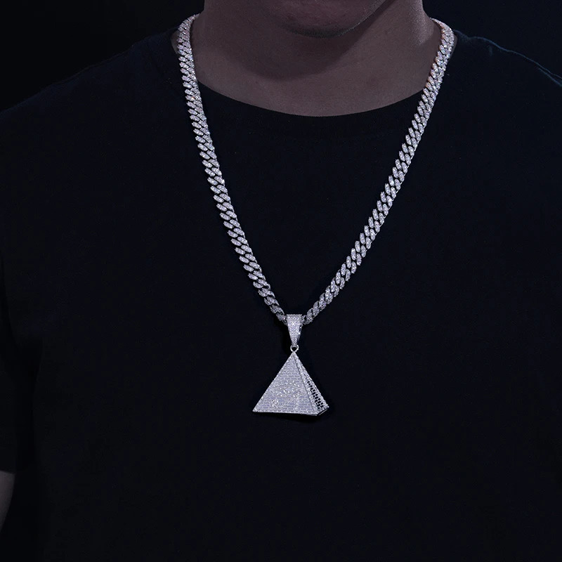 Hip Hop Sterling Silver Egyptian Pyramid Eye Of Horus Pendant Necklace Iced Out Micro Paved D Color Charm Jewelry 250327