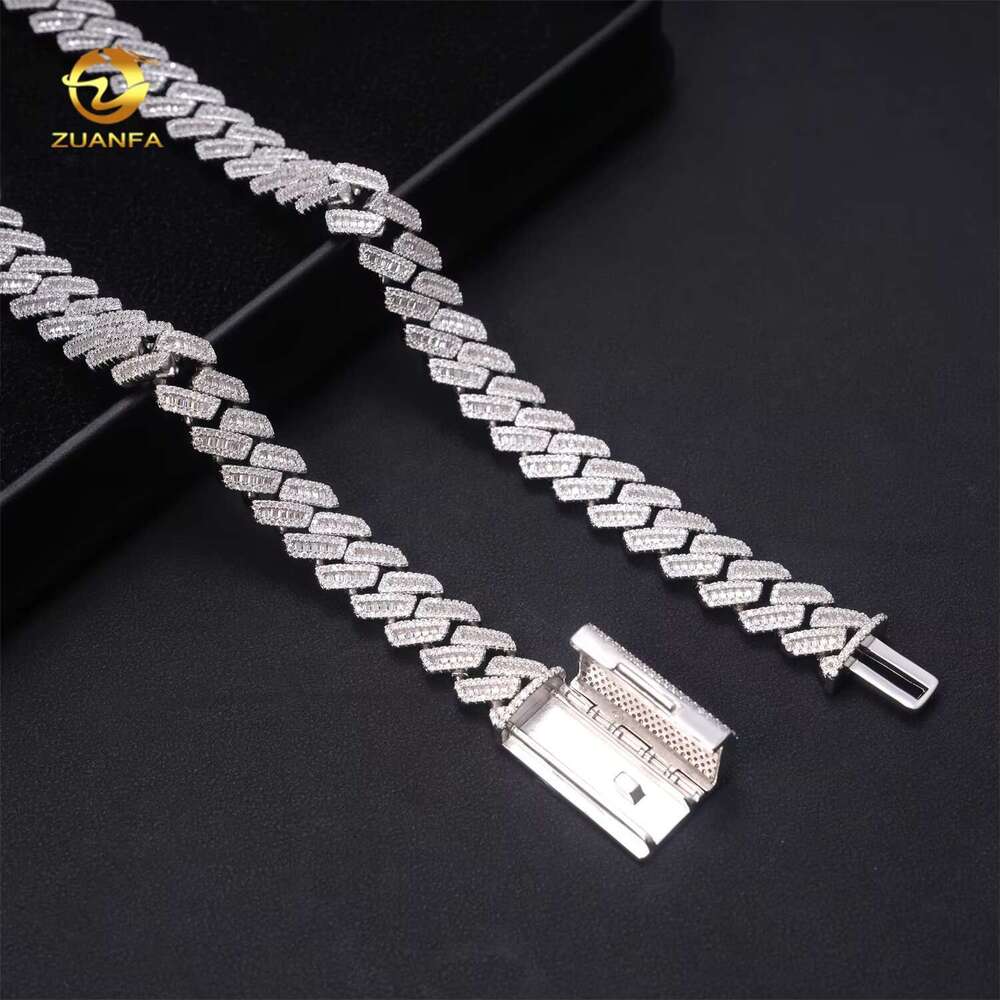Hip Hop Jewelry 12Mm 10K White Gold Pyroxene French Long Stick Mens Chilled Cuban Chain Passes The Tester