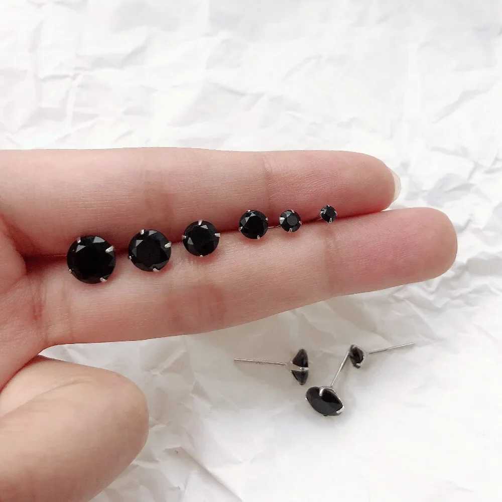 925 sterling silver mens earrings womens jewelry cubes black zircon ornamentsXJ250327