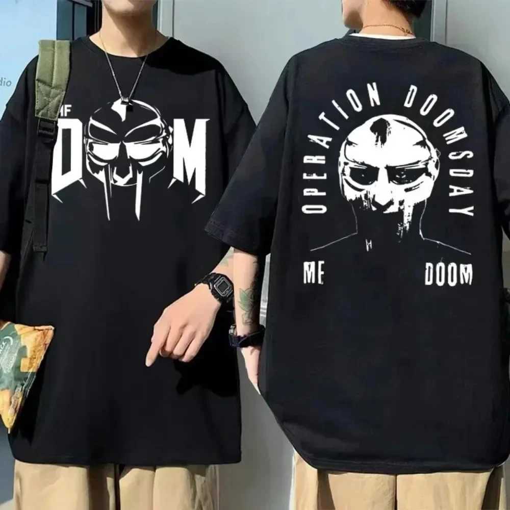 Singer Mf Doom Madlib Madvilla Double sided Graphic T-shirt Top Mens Loose Hip Hop T-shirt Womens Wool Cotton T-shirtXJ250328