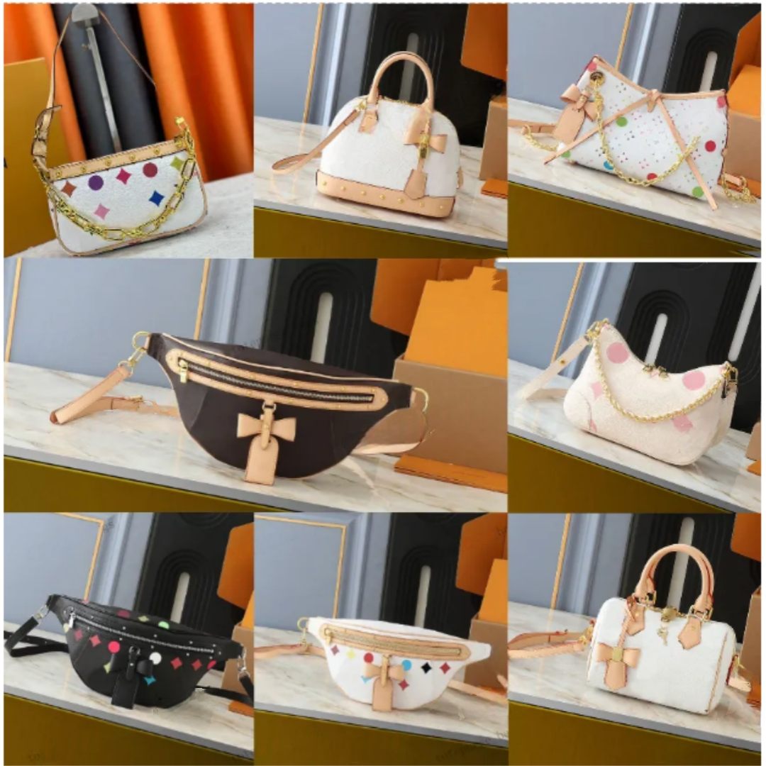 Fashion Bags new designer bags takashi murakami shoulder bag leather handbag canvas women colorful bag fashion composite lady beach clutch tote woman bag purse