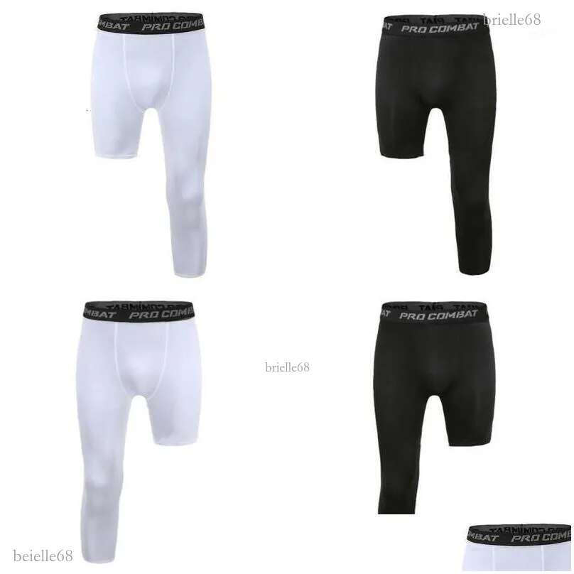 Men'S Pants Mens Men One Leg Compression 3/4 Capri Tights Athletic Basketball Base Layer Drop Delivery Apparel Clothing Dhhxc