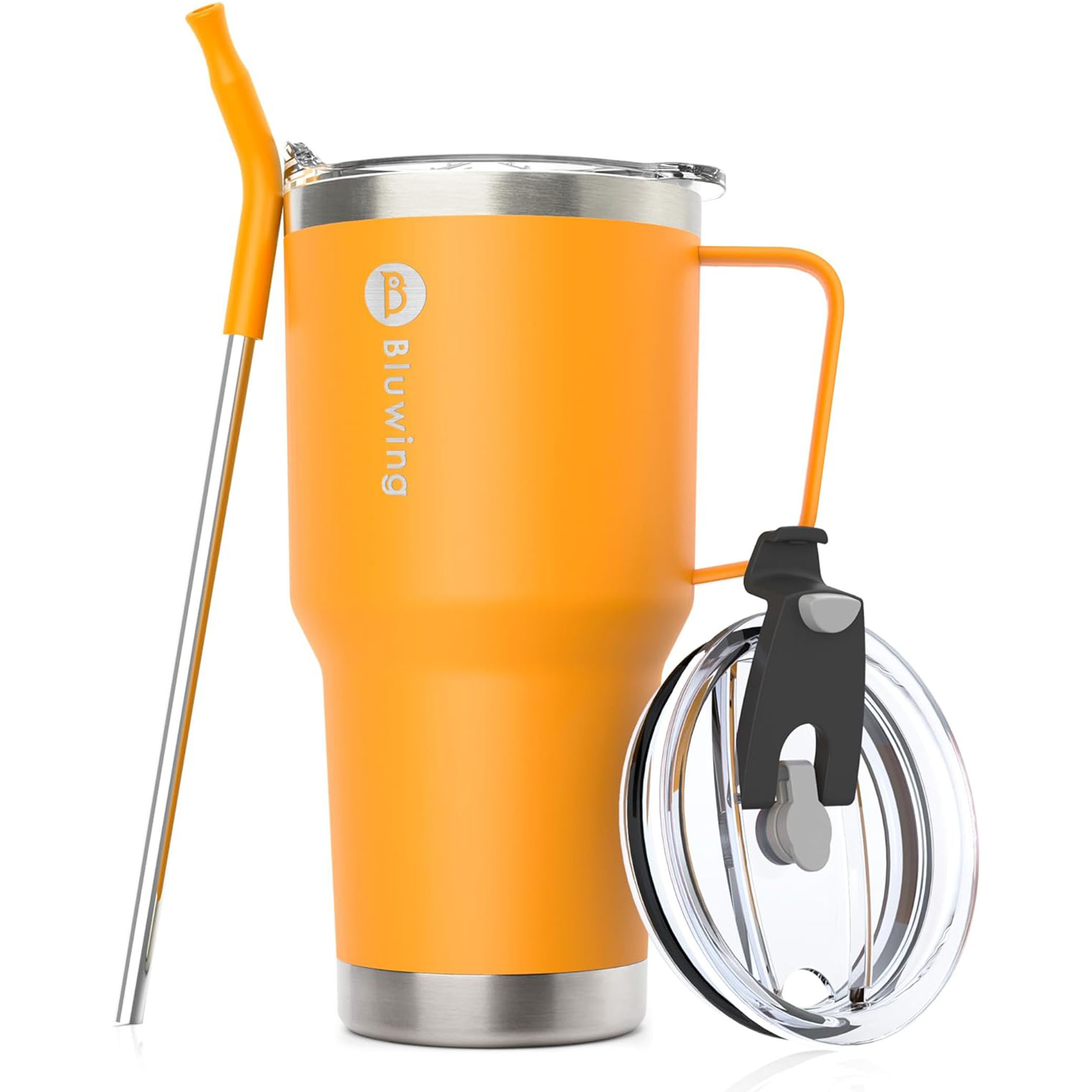 30 oz Insulated Tumbler Cups with Handle and Straw-Stainless Steel Travel Coffee Mug Tumbler