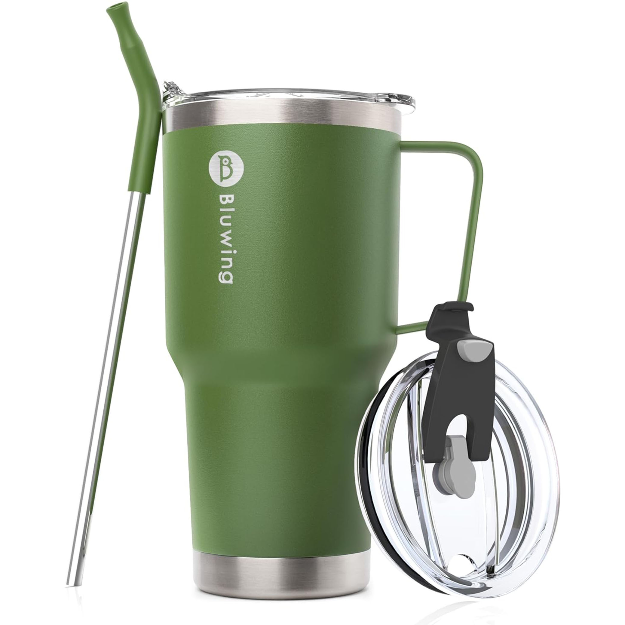 30 oz Insulated Tumbler Cups with Handle and Straw-Stainless Steel Travel Coffee Mug Tumbler