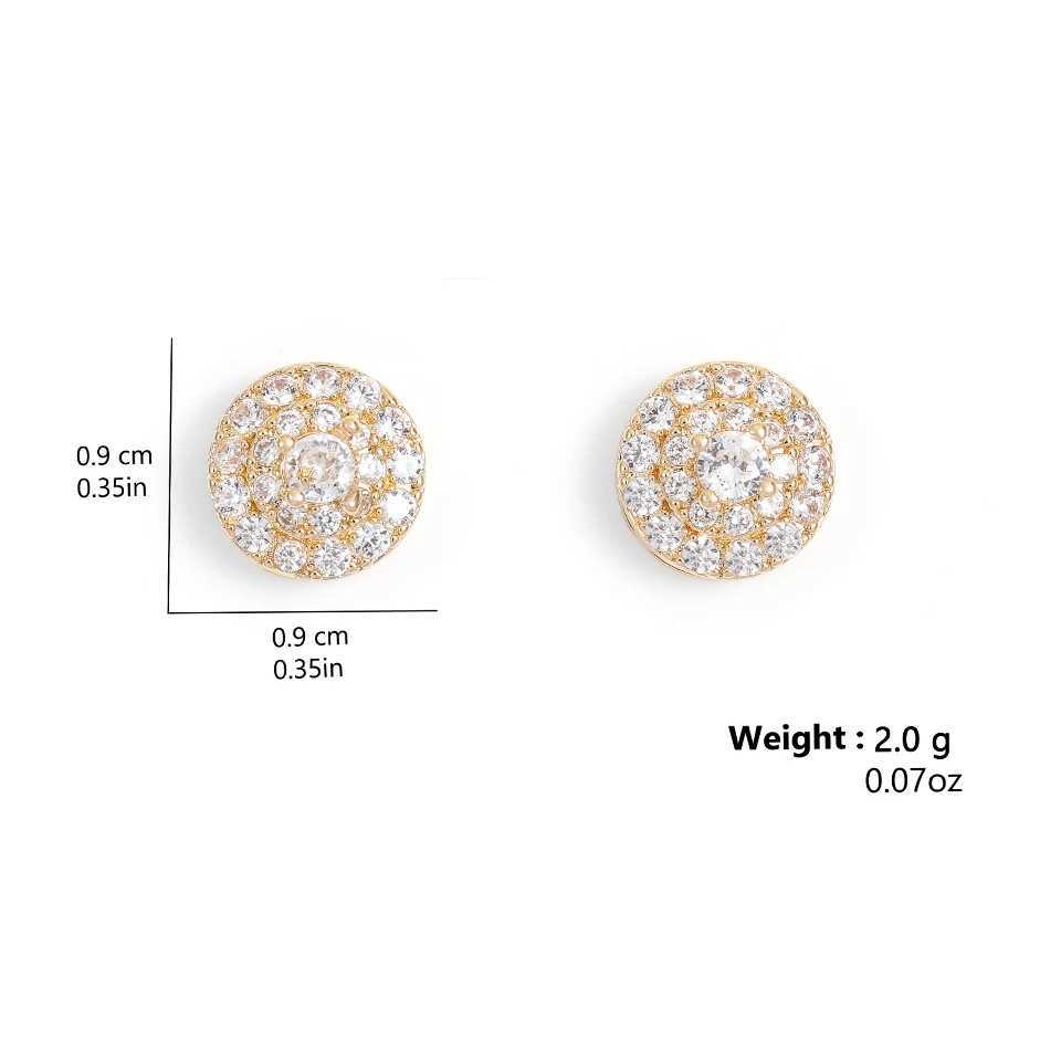 TrendMen Hiphop Rock Round Copper Zirconia Stud Earrings for Men and Boys Silver Metal Crystal Earrings Party Earrings Jewelry GiftsXJ250327