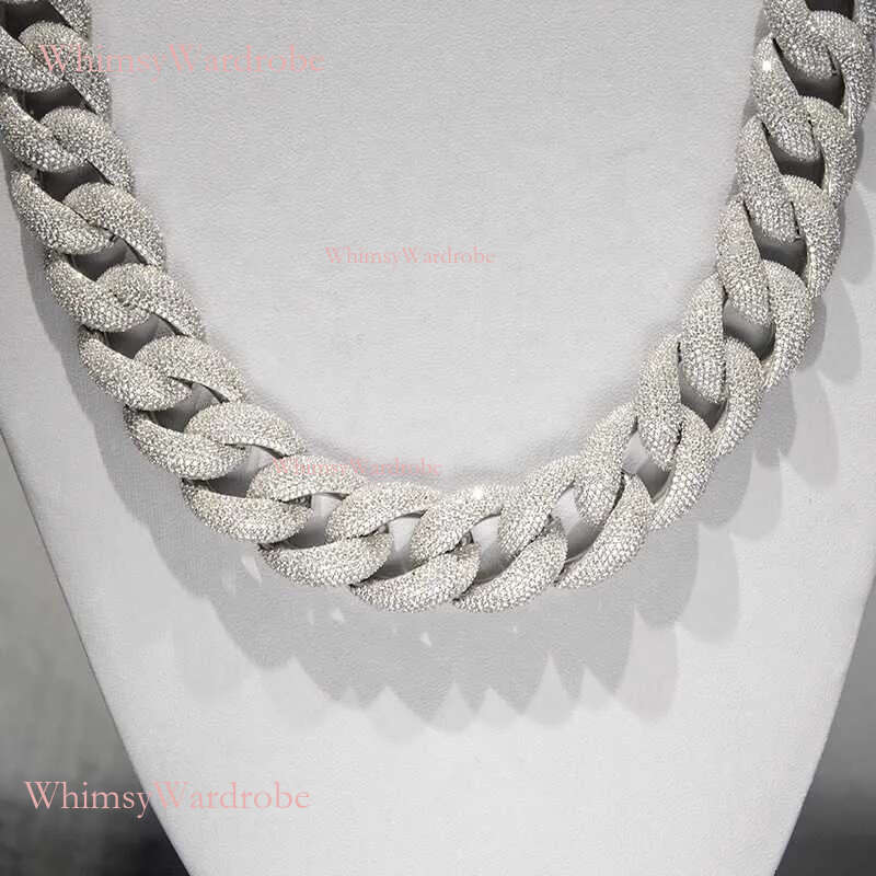 Pass the test20mm Moissanite Iced Out Dia Sterg Sier Necklace Miami Cuban k ChainFactory prices can be customized