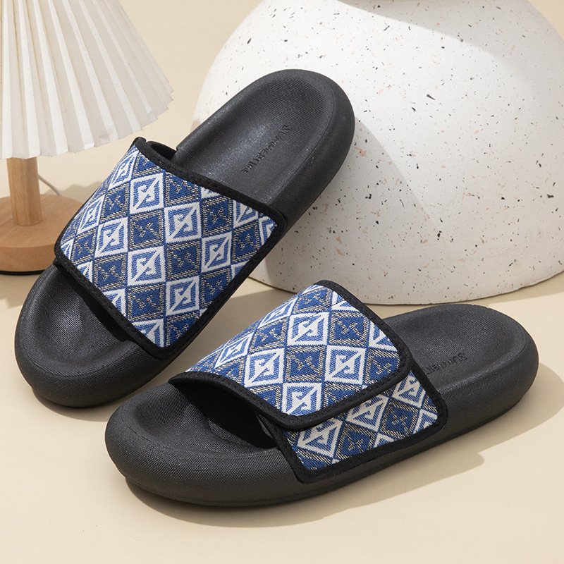 2025 summer new men's thick hot outdoor beach plaid women's fashion casual non-slip slippers soft soles comfortable scuffs unisex