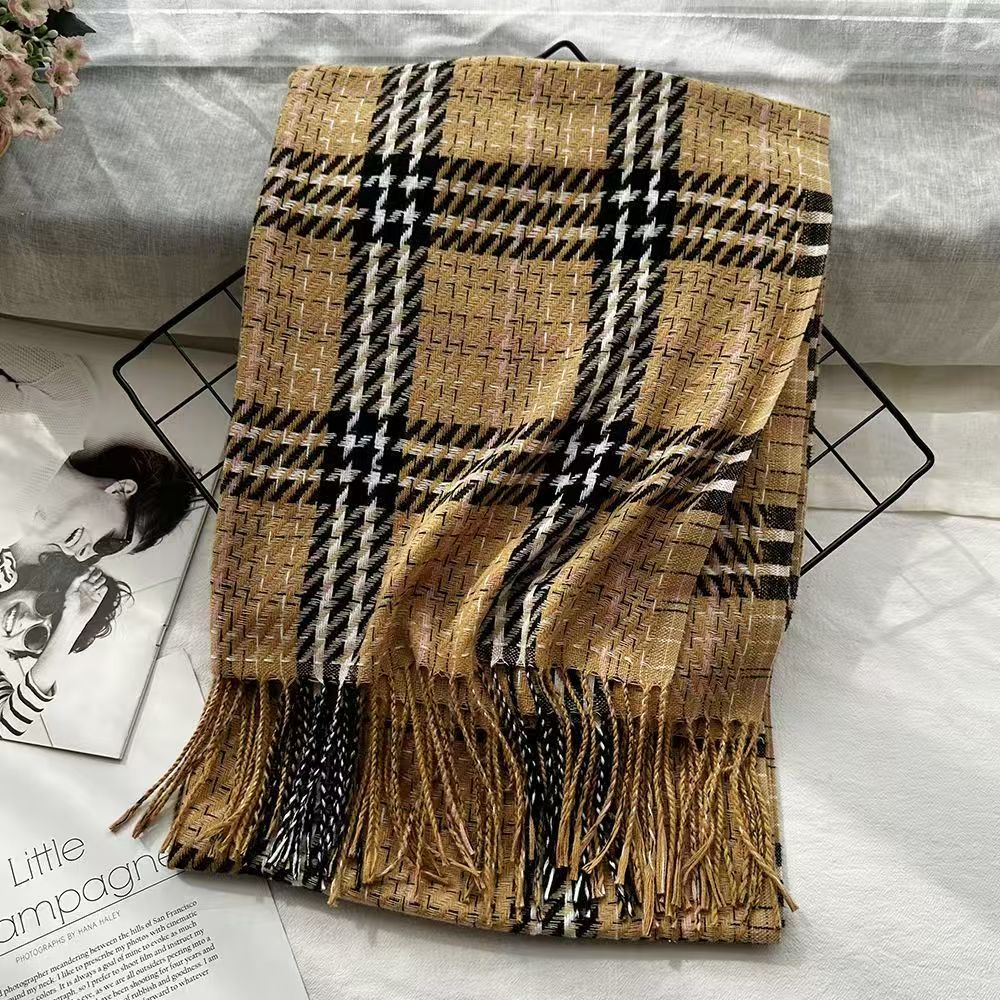 T370 new retro couple advanced thick warm atmosphere scarf student winter plaid shawl autumn and winter all-match neck scarf