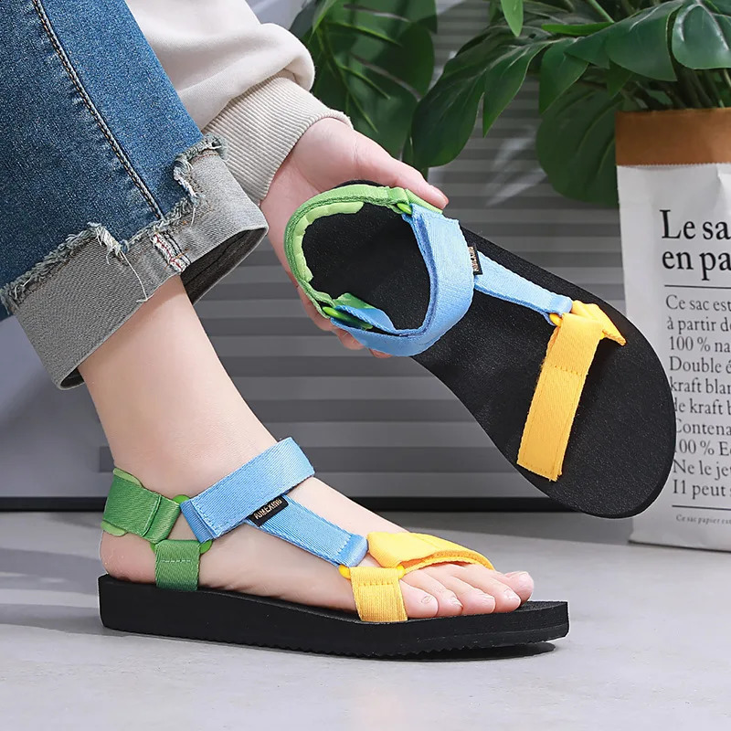 Summer Womens Sandals Fashion Colorful Hiking Shoes Flat Foot Casual Beach 250317