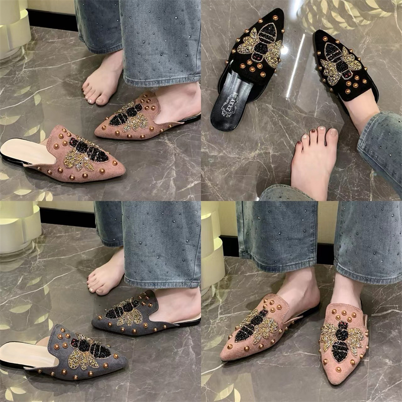 free shipping Fashionable toe cover foot flat fashion casual studded flip-flopsr summer