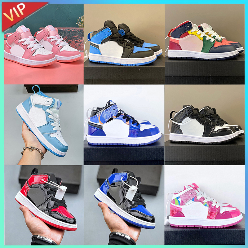 2025 1 Kids Shoes Designer Athletic Children Outdoor Sneaker Triple White Black Gold Red Laser Blue Toddler girls boys kid Child trainer Sports EUR 22-37.5