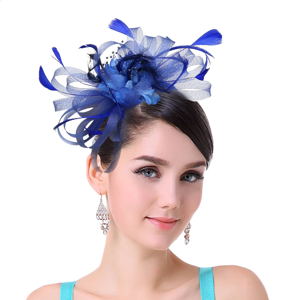 Women Ladies Fascinator Headband with a ClipReversible Feather kentucky Cocktail Tea Party Hat Headwear 250306