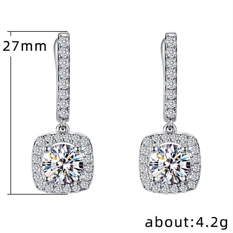 925 Sterling Silver Tren Square She Drop Earrings Brilliant Bridal Engagement Wedding Jewelry Elegant Womens Pendant EarringsXJ250327