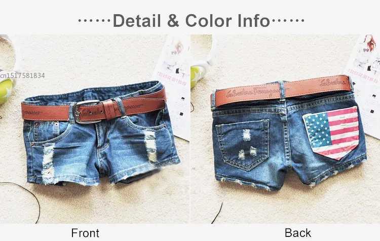 Drop shipping 2025 womens new hot shorts summer fashion slim low waist sexy mini American flag denim shorts 51T250327