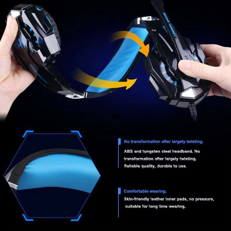 Hot G9000 Soft Stereo Gaming Headset Noise Cancelg LED Light Over Ear Headphones With Mic for PS4 PC Laptop Games