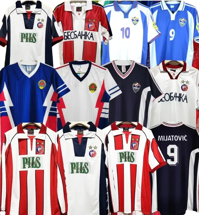 soccer jerseys 1990 1992 98 99 00 Retro Red Star Belgrade Yugoslavia Mijatovic Panchev Mikhailovich Stankovic Jugovic Football Shirt