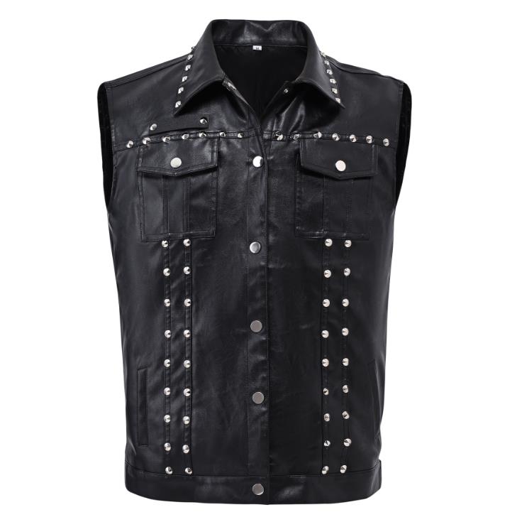 Fashion men's spring summer autumn waistcoat Korean version slim handsome rivet sleeveless vest back heart fashion clip