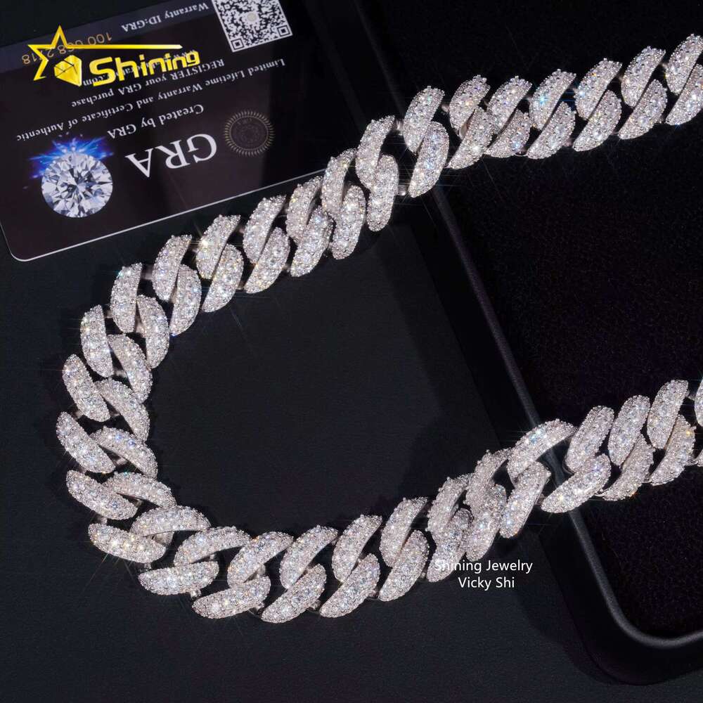 Trendy Big Size Heavy Sier 15Mm Width Miami Moissanite Cuban K Chain Custom Iced Out Hip Hop Necklace For Men Women
